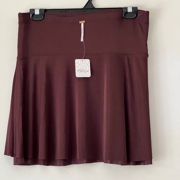 NEW FREE PEOPLE chocolate brown Drawstring Ruffled Mini Skirt. Size L - Picture 11 of 16